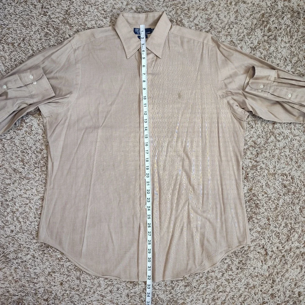 Polo Ralph Lauren Men Size 16.5‎ 34/35 Long Sleeve Button Up Light Brown Shirt